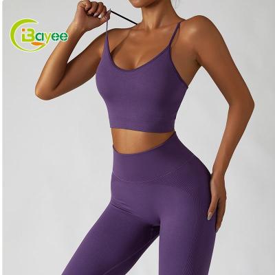 China Breathable 2022 New Solid Color Nylon Seamless 2 Piece Yoga Fitness Set Women Yoga Pant And Top Sports Bra Set Set for sale