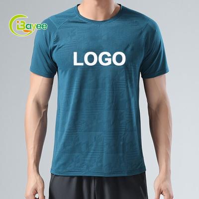 China Blank Logo Quality Quick Dry Cotton Breathable Custom Sublimation Men Slim Fit Short Sleeves Sports Bodybuilding T-shirt Gym Clothes for sale