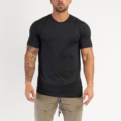 China Wholesale Breathable Solid Color Shorts Sleeve Sports Use Black Quick Dry Logo O-Neck Polyester Custom Printed Training T-Shirts For Men for sale