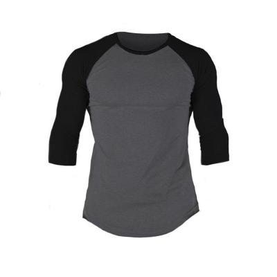 China Wholesale Mens Breathable Blank Polyester Raglan Sleeve Cotton Sports Quick Dry Round Neck Colorblock Gym T-Shirts Wear With Custom Logo for sale