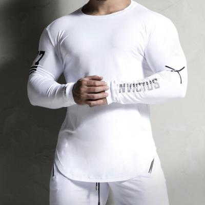 China Wholesale Custom Round Neck Sports Fitness T-shirts Gym Wear Long Sleeve Men's Slim Fit T-shirt Breathable Slim Fit Men for sale