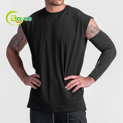 China Wholesale QUICK DRY Summer Mens Black White Sleeveless Crewneck Sporty Running Gym Stringer Tank Top Bodybuilding Custom for sale