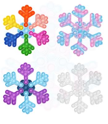 China Christmas Snowflake Push Button Push Relief Silicone Bubble Game Rainbow Dino Kids Toy Children Noise Buster Person for sale