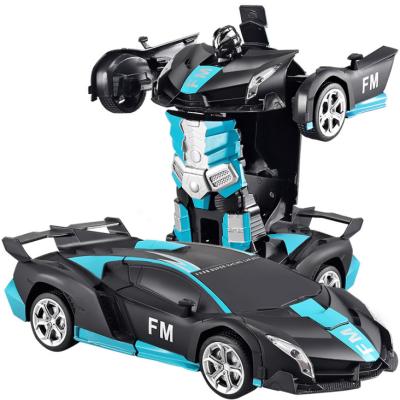 China Battery Operated RC Toy Transform Toys Car 1:18 2.4G One Head Deformation Robot Dance With Light Education Gift For Kids for sale