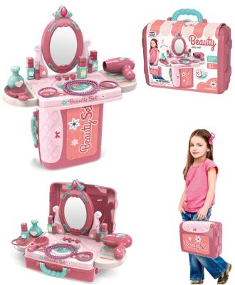 China 3 IN 1 Makeup Toy Dresser Play Set For Girls Case Portable Vanity Table Beauty Mirror And Accessories 54X45.5X62.5CM for sale