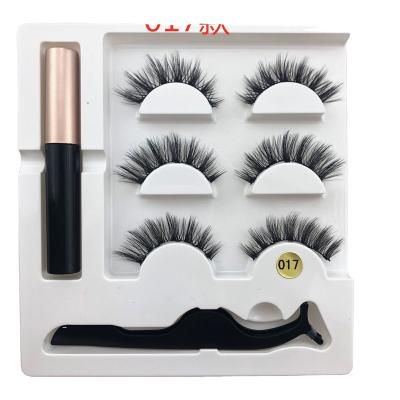 China Daliy Makeup High Quality Customized 3 Pairs Handmade Magnetic 3D Eyelashes Set With Tweezers Eyeliner False Eyelashes for sale