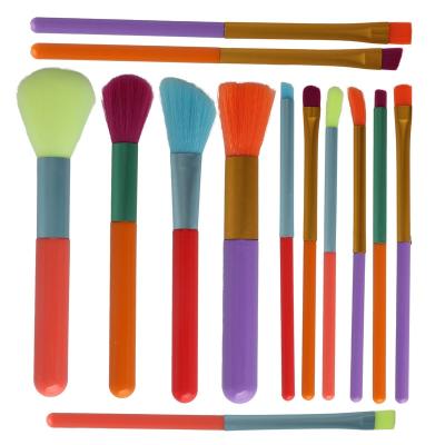 China 15pcs Universal Candy Colorful Wooden Makeup Set Brushes Pro With OPP Bag Private Label Custom Makeup Brushes for sale