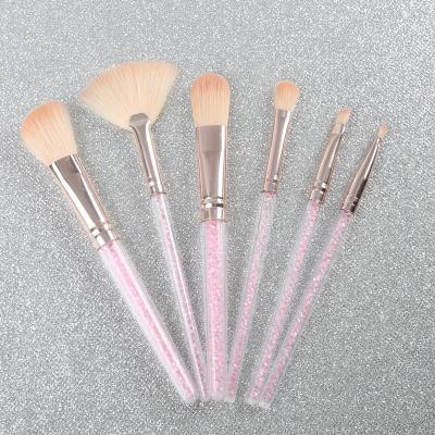 China Private Label Bling Eco-friendly Material Makeup Brushes 6 Pcs Crystal Diamond Foundation Brush Set Professional Makeup Brush Kit for sale