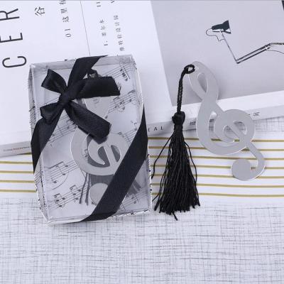 China Wedding Party Return Gifts Silver Stainless Steel Music Symbol Bookmark For Wedding Baby Shower Party Birthday Favor Gift for sale