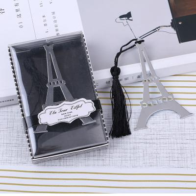 China Europe Romantic Eiffel Tower Bookmark With Tassel Metal Bookmark Wedding Souvenirs Baby Shower Party Favors and Gifts Gift for sale