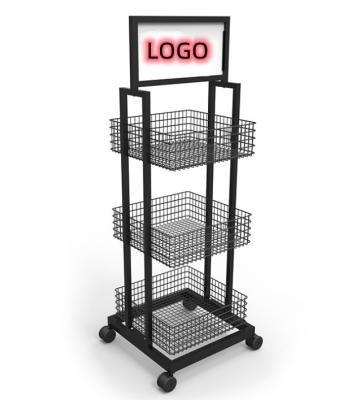 China Rectangle display adds value to any compact space. Wholesale Metal Supermarket Retail 4 To 6 Layers Wire Display Stand With Wheels for sale