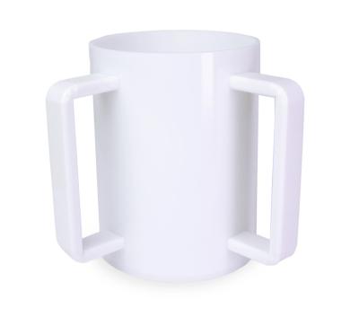 China Modern Customized Judaica Place Lucite Wash Mug White With White Handle For Jewish Ritual for sale