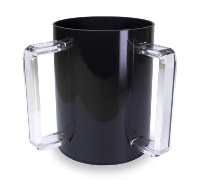 China Modern Customized Judaica Place Lucite Wash Mug Black With Clear Handle For Jewish Ritual for sale