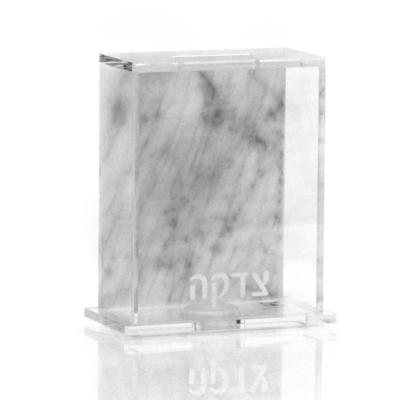 China Morden Judaica Lucite Tzedakah Box with Marble Back Panel for sale