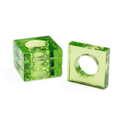 China Durable Acrylic Lucite Emerald Square Napkin Rings for sale