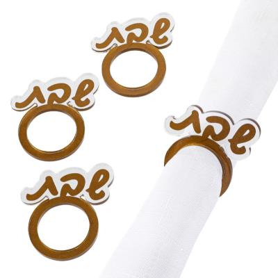 China Durable Gold Color Lucite Shabbos Napkin Rings Shana Tova Tissue Rings Acrylic for sale