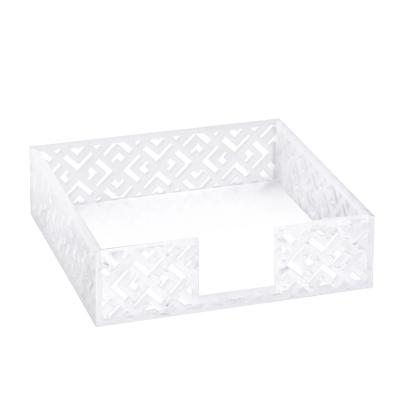 China Durable Lucite White Marble Acrylic Laser Cut Towel Rack Square Shape for sale