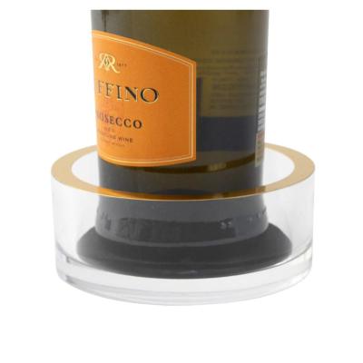 China Durable Acrylic Clear Wine Bottle Coaster With Gold Rim for sale