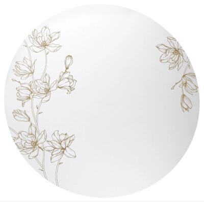 China Morden Round Shaped Lucite Floral Chargers With Silver Flower Imprint For Plates for sale