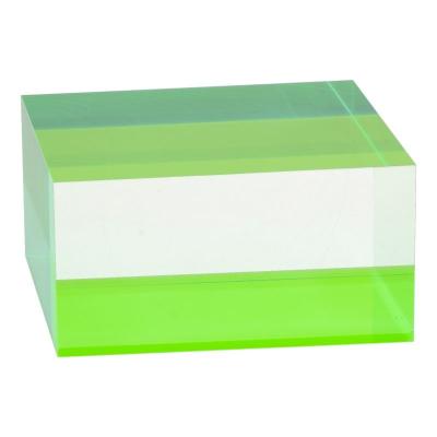 China Customized Modern Block Fluorescent Green Acrylic Solid Riser Jewelry Watches Rings 2.125x4x4 Inches for sale