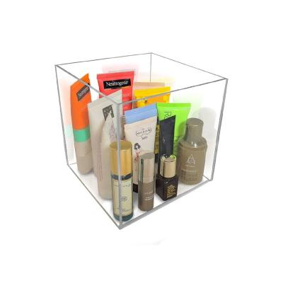 China Classic 150mm Display Acrylic Cube Opening Clear Side Storage Rack for sale