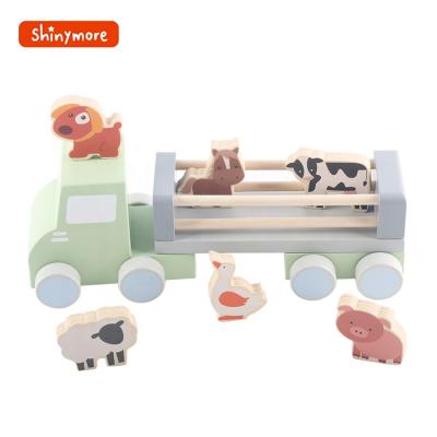 China Low Moq Early Educational Toy Truck Kids Toys Wooden Animal Car Wholesale Early Wooden Toys For Children for sale