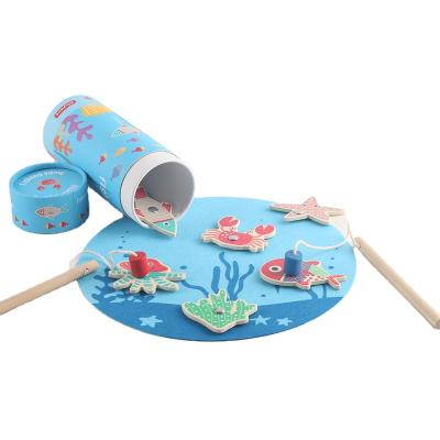 China Children Playing Fishing Toys High Quality Low Price Wooden Fish Toys Magnetic Fishing Pool Toys Game For Children Early Education for sale