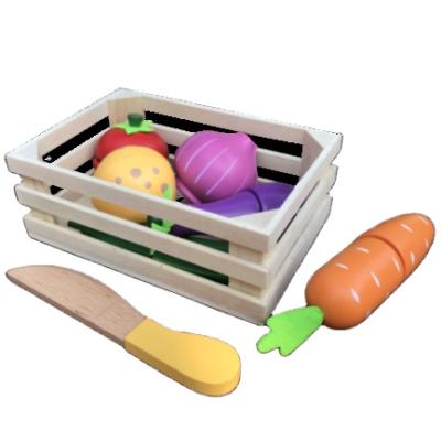 China Interesting Pretend Play Kitchen Cutting Vegetables Wooden Toy Set For Kids for sale