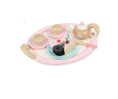 China Interesting Hot Sale Kitchen Toy Kitchen Pretend Play Wooden Afternoon Tea Set Set for Girls for sale