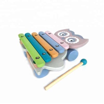 China Earlier education kindergarten musical certificated animal owl wooden xylophone toy for kids for sale