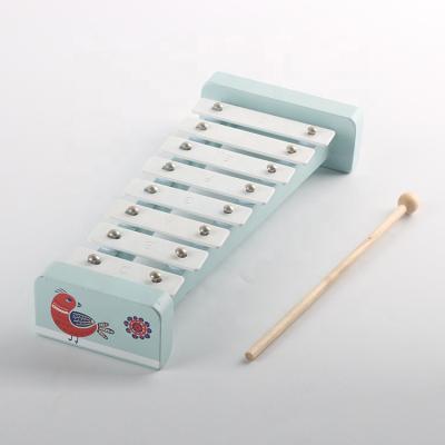 China Earlier Wholesale Blue 8 Notes Wooden Bar Musical Instruments Baby Kid Education Professional Wooden Xylophone Toy For Kids for sale