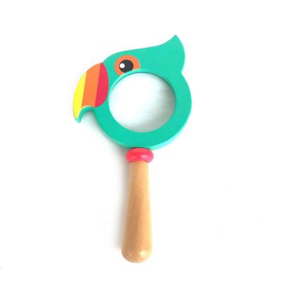 China New Cartoon Toy Safety Fashion Wholesale Parrot Wooden Magnifier Toy for sale