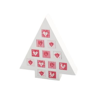 China Wooden Advent Calendar Box Christmas Tree Shaped Candy Gift Box Safety Christmas Tree Storage Box Christmas Decoration for sale