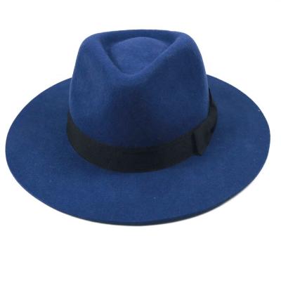 China Royal blue new fashion character brim fedora hat for women for sale