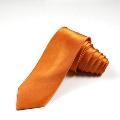 China Hand Made Mens Ties Solid Silk Ties In Orange Customized Size for sale