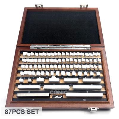 China Calibration 87pc YG8 Tungsten Carbide Gage Set Gauge Block With Wooden Case For Calibration Purpose for sale