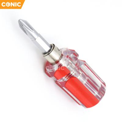 China Manufacturer Supply Mini 2 Way Plastic Stubby Screwdriver Hand Tool With Steel And Line Color Cr-v Handle for sale