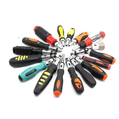 China Factory Plastic Direct Ratchet Screwdriver Handle Two Way Forward And Reverse Bit Antiskid Multifunctional Handle Strong Torque for sale