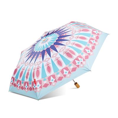 China Topumbrella Wooden Manual Japanese Unique Folding Umbrella Fashionable Printing Sun Compact Brand Designer Umbrella Umbrella Rain Accessories for sale