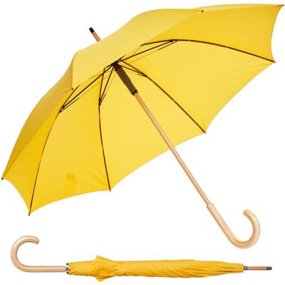 China Hanging Manual Wooden Umbrella With Curved Wooden Handle for sale