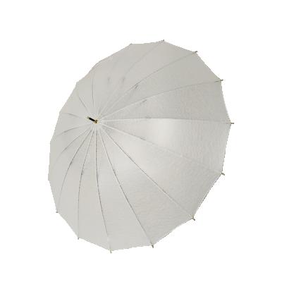 China White Straight Stretch Translucent Fabric Umbrella With Wooden J Handle for sale