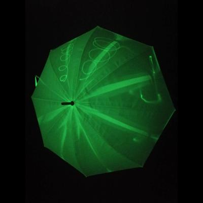 China New Design J Single Straight Stretch Handle Rain Luminous Fluorescent Umbrella for sale