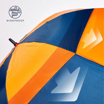 China 30 Inch Double Layer Best Quality Fiberglass Golf Minimalist Windproof Umbrella With UV Coating With Custom Logo Printing Logo for sale