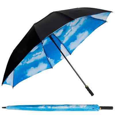 China Spike Storm Vented Auto Upright Golf Regenschirm Extra Long Windproof Large Umbrella For Golf for sale