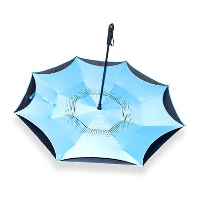 China Custom Double Layer Umbrella Reverse Ambrella Double Layer Umbrela Inverted Umbrellas With Logo Prints for sale