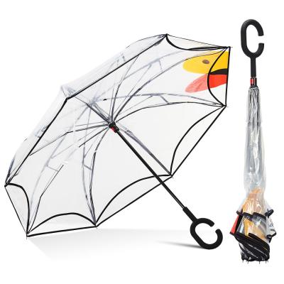 China Reversible Clear Reverse Material Plain Poe Umbrellas Hanging Transparent Inverted Umbrella For Cars for sale