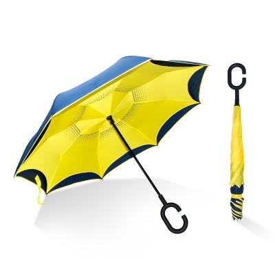 China Wholesale Double Layer Umbrella Custom Branded Reverse Umbrella Windproof Upside Down Reverse Umbrellas High Quality Double Layer Umbrella Manual for sale