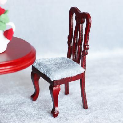 China 1:12 Mini Toy Miniature Furniture Model Dollhouse Mini Furniture Micro Scene with Small Retro Chair in Mahogany Color for sale