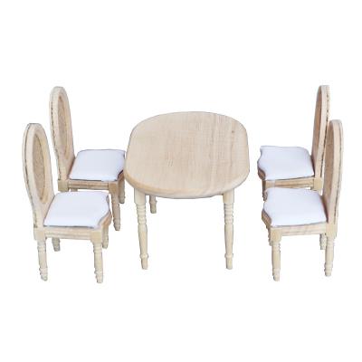 China 1:12 Scale Miniature Unfinished Furniture MODEL French Country TOY Table and Chairs for sale