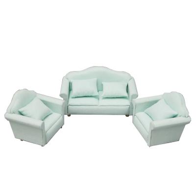 China Mini Toy 1:12 Dolls House Miniature Furniture Sofa Set /3 Furniture Sofa Loveseat With Cushion Miniature Mint Living Room Furniture for sale